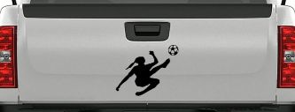 Girl Soccer Sports Car or Truck Window Decal Sticker (Black)