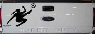 Girl Soccer Sports Car or Truck Window Decal Sticker (Black)