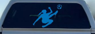 Girl Soccer Sports Car or Truck Window Decal Sticker (Sky Blue)