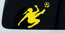 Girl Soccer Sports Car or Truck Window Vinyl Decal Sticker (Yellow)