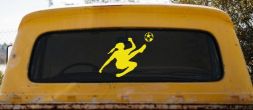 Girl Soccer Sports Car or Truck Window Decal Sticker (Yellow)