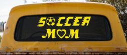Soccer Mom Car or Truck Window Decal Sticker (Yellow)
