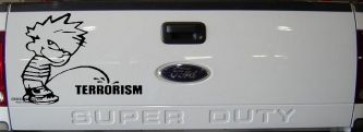 Pee on Terrorism Car or Truck Window Decal Sticker (Black)