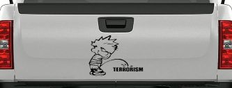 Pee on Terrorism Car or Truck Window Decal Sticker (Black)