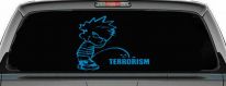 Pee on Terrorism Car or Truck Window Decal Sticker (Blue)