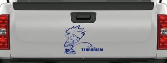 Pee on Terrorism Car or Truck Window Decal Sticker (Navy)