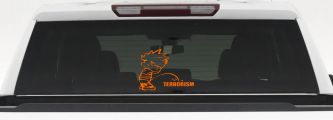 Pee on Terrorism Car or Truck Window Decal Sticker (Orange)