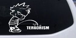 Pee on Terrorism Car or Truck Window Decal Sticker