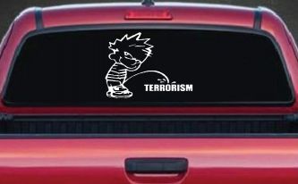 Pee on Terrorism Car or Truck Window Decal Sticker