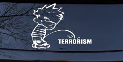 Pee on Terrorism Car or Truck Window Decal Sticker