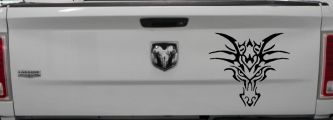Tribal Dragon Head Car or Truck Window Decal Sticker (Black)