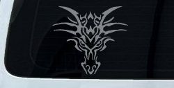 Tribal Dragon Head Car or Truck Window Decal Sticker (Telegrey)