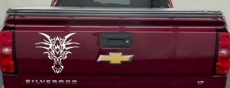 Tribal Dragon Head Car or Truck Window Decal Sticker (White)