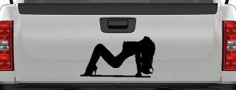 Stripper Mud Flap Girl Car or Truck Window Decal Sticker (Black)