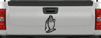 Praying Hands Christian Car or Truck Window Decal Sticker (Black)