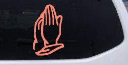 Praying Hands Christian Car or Truck Window Vinyl Decal Sticker (Coral)