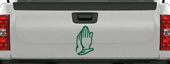 Praying Hands Christian Car or Truck Window Decal Sticker (Dark Green)
