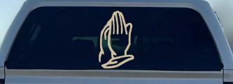 Praying Hands Christian Car or Truck Window Decal Sticker (Desert Sand)