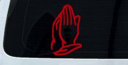 Praying Hands Christian Car or Truck Window Decal Sticker (Red)