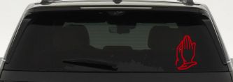 Praying Hands Christian Car or Truck Window Decal Sticker (Red)