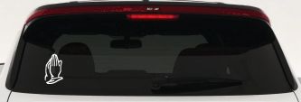 Praying Hands Christian Car or Truck Window Vinyl Decal Sticker (White)