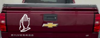Praying Hands Christian Car or Truck Window Vinyl Decal Sticker (White)