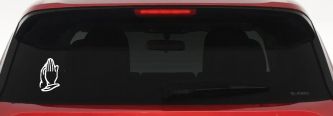 Praying Hands Christian Car or Truck Window Vinyl Decal Sticker (White)