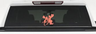 Fairies on Mushroom Car or Truck Window Decal Sticker (Coral)