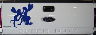 Fairies on Mushroom Car or Truck Window Decal Sticker (Navy)