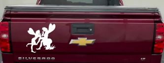 Fairies on Mushroom Car or Truck Window Vinyl Decal Sticker (White)