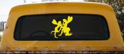 Fairies on Mushroom Car or Truck Window Decal Sticker (Yellow)