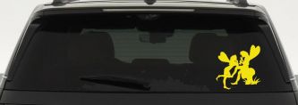 Fairies on Mushroom Car or Truck Window Decal Sticker (Yellow)