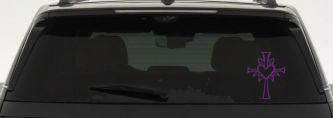 Cross with Heart in middle Christian Car or Truck Window Decal Sticker (Violet)