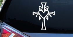 Cross with Heart in middle Christian Car or Truck Window Decal Sticker