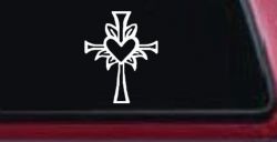 Cross with Heart in middle Christian Car or Truck Window Decal Sticker