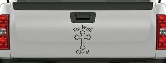 Fly With Jesus Christ Cross Christian Car or Truck Window Vinyl Decal Sticker (Black)