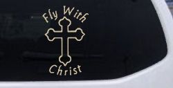 Fly With Jesus Christ Cross Christian Car or Truck Window Vinyl Decal Sticker (Desert Sand)