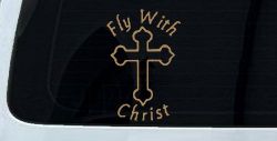 Fly With Jesus Christ Cross Christian Car or Truck Window Vinyl Decal Sticker (Light Brown)