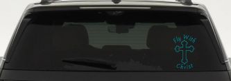 Fly With Jesus Christ Cross Christian Car or Truck Window Decal Sticker (Turquoise Blue)