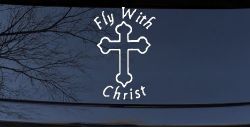 Fly With Jesus Christ Cross Christian Car or Truck Window Decal Sticker