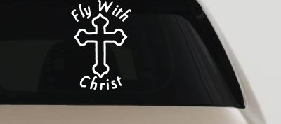 Fly With Jesus Christ Cross Christian Car or Truck Window Vinyl Decal Sticker