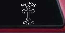 Fly With Jesus Christ Cross Christian Car or Truck Window Decal Sticker