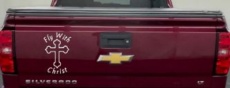 Fly With Jesus Christ Cross Christian Car or Truck Window Vinyl Decal Sticker (White)