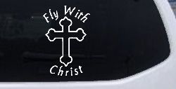 Fly With Jesus Christ Cross Christian Car or Truck Window Decal Sticker