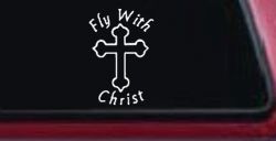 Fly With Jesus Christ Cross Christian Car or Truck Window Decal Sticker