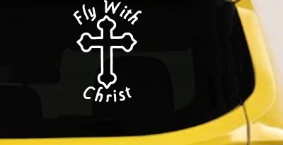 Fly With Jesus Christ Cross Christian Car or Truck Window Vinyl Decal Sticker