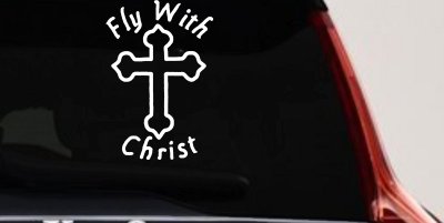 Fly With Jesus Christ Cross Christian Car or Truck Window Vinyl Decal Sticker