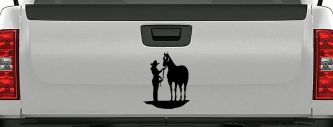 Cowgirl with Horse Western Farm or Rodeo Car or Truck Window Decal Sticker (Black)