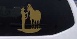 Cowgirl with Horse Western Farm or Rodeo Car or Truck Window Decal Sticker (Gold)