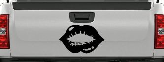 Women or Girl Lips Car or Truck Window Decal Sticker (Black)